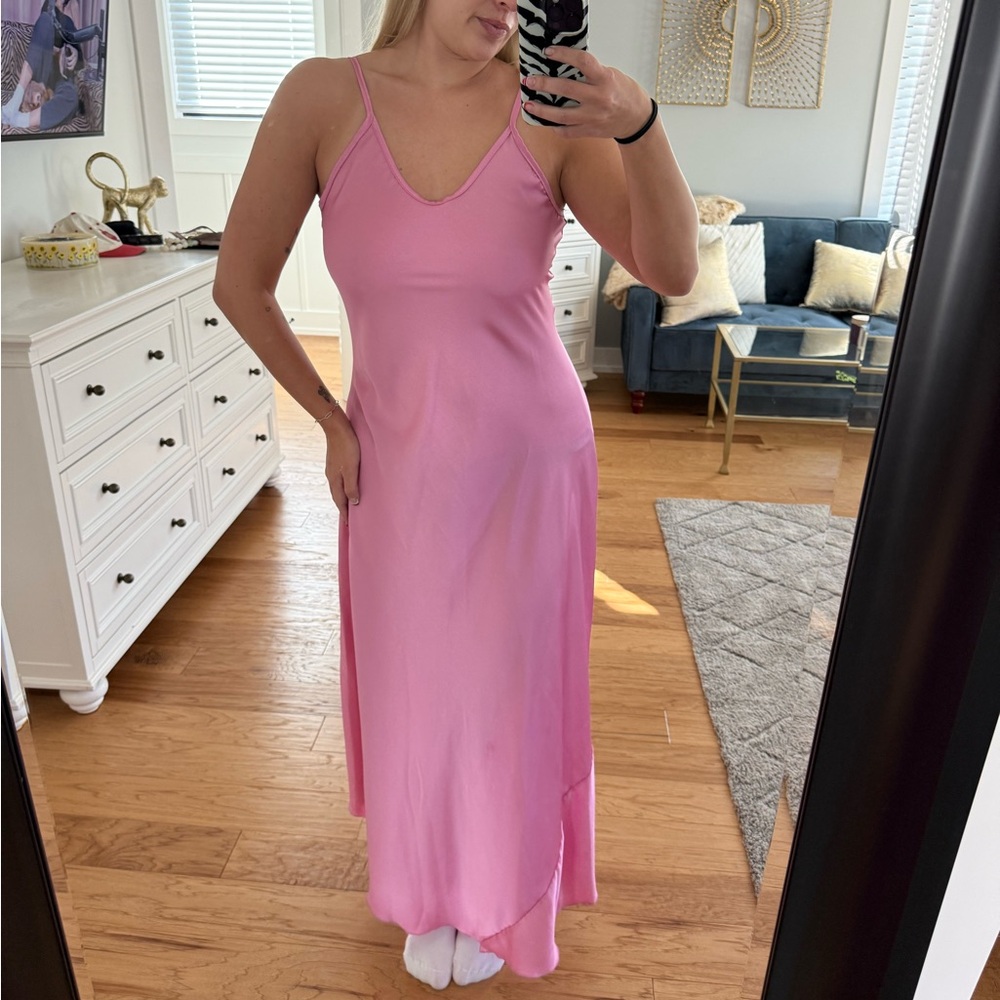 Pink Slip Maxi Dress - Spaghetti Straps